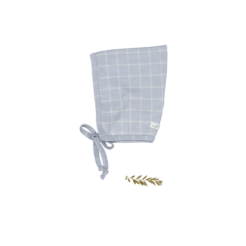 The Printed Pixie Bonnet - Blue Grid
