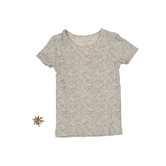 The Printed Short Sleeve Tee - Elise Ribbed