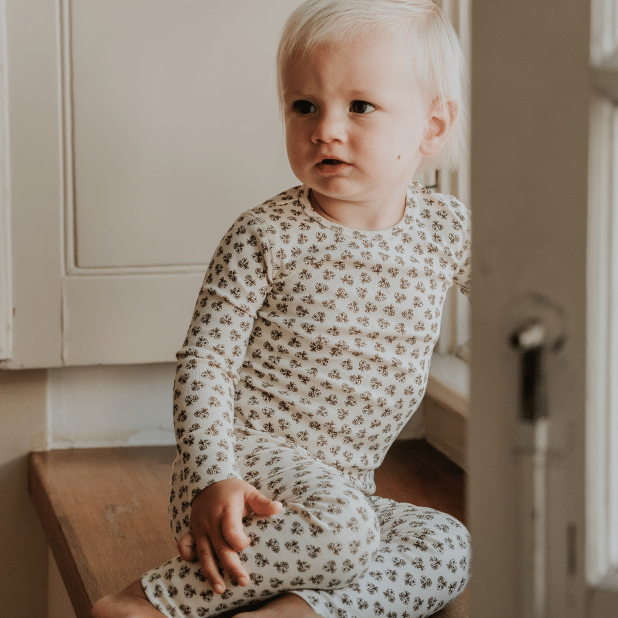 The Printed Long Sleeve Tee -  Neutral Floral