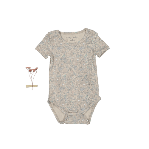The Printed Short Sleeve Onesie - Elise Ribbed
