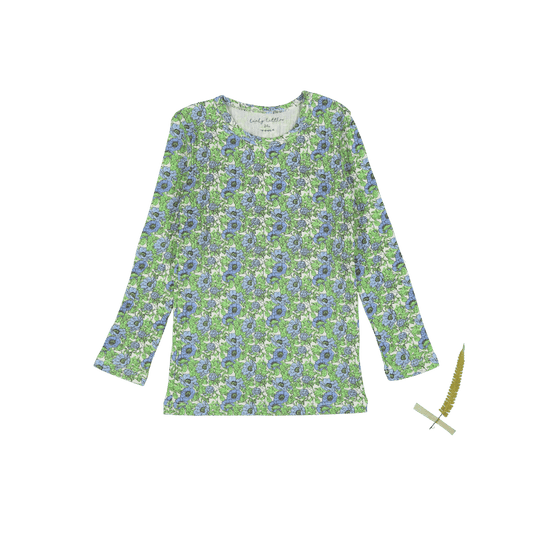 The Printed Long Sleeve Tee - Pansy