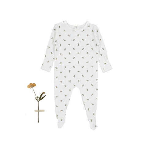 The Printed Romper - White Leaf